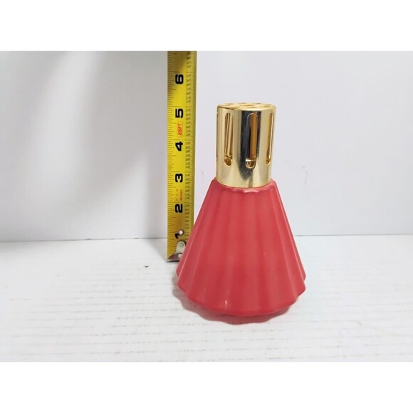 VINTAGE LAMPE BERGER PARIS RED FROSTED  GLASS  FRAGRANCE LAMP W CATALYTIC BURNER - Picture 11 of 11
